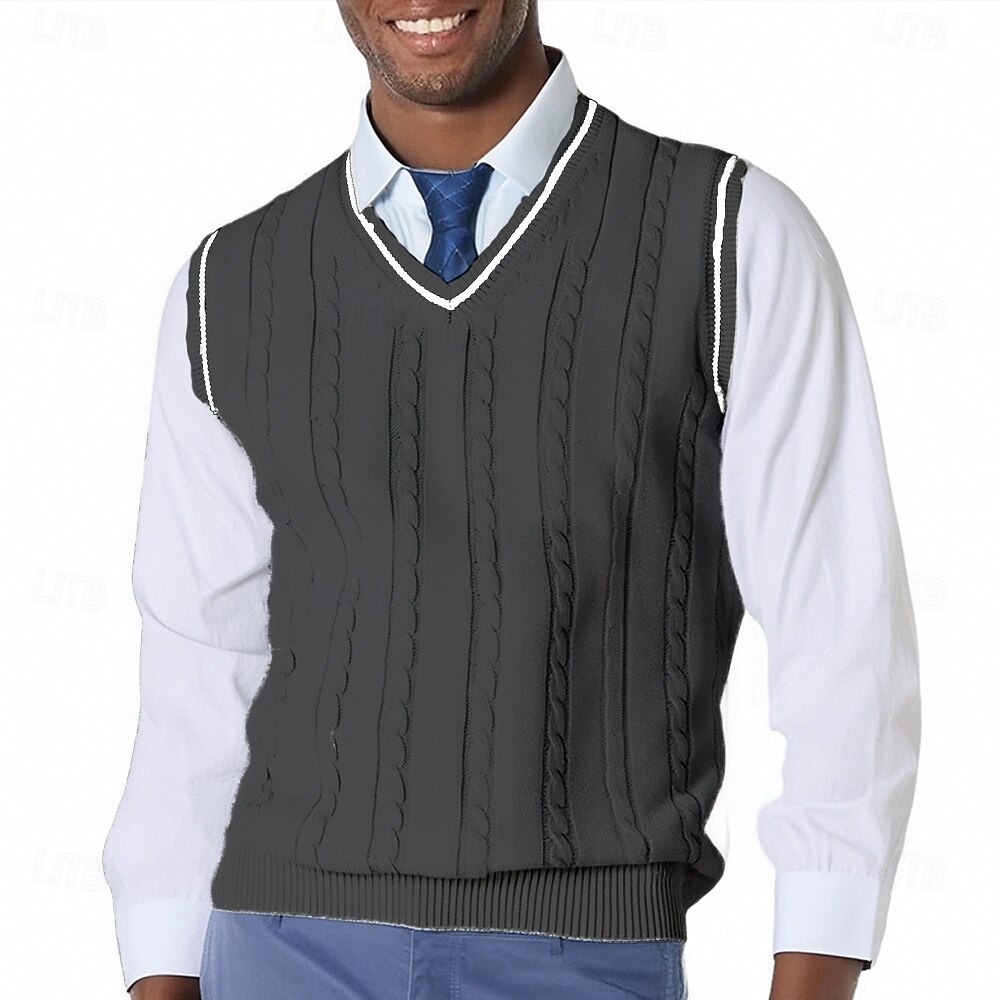 Per uomo Gilet Maglione elegante Maglione Maglione a maglia A Coste Treccia Maglia Top Regolari Lavorato a maglia Semplice Scollo a V Moda Casual Vacanza Abbigliamento quotidiano Abbigliamento del 2026 a $22.99 –P14