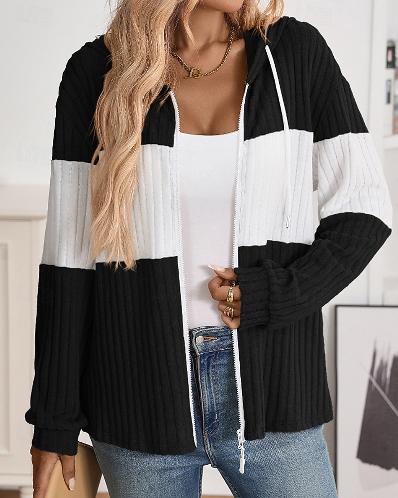 Damen Kapuzenjacke Bequem Patchwork Reißverschluss Lässig Farbblock Ausgehen Wochenende Reisverschluss Regulär Mit Kapuze Normale Passform Langarm Oberbekleidung Schwarz Hellgrün Rosenrot Herbst 2025 - $26.99 –P10