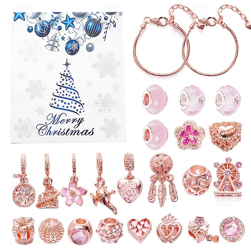 2025年 女の子向けクリスマスアドベントカレンダーブレスレット2025、24日間DIYジュエリー製作キット（チャームビーズ22個と調節可能なブレスレット2個付き）、子供、ティーン、女性へのクリスマスカウントダウンギフト  コレクション – $21.99 –P4