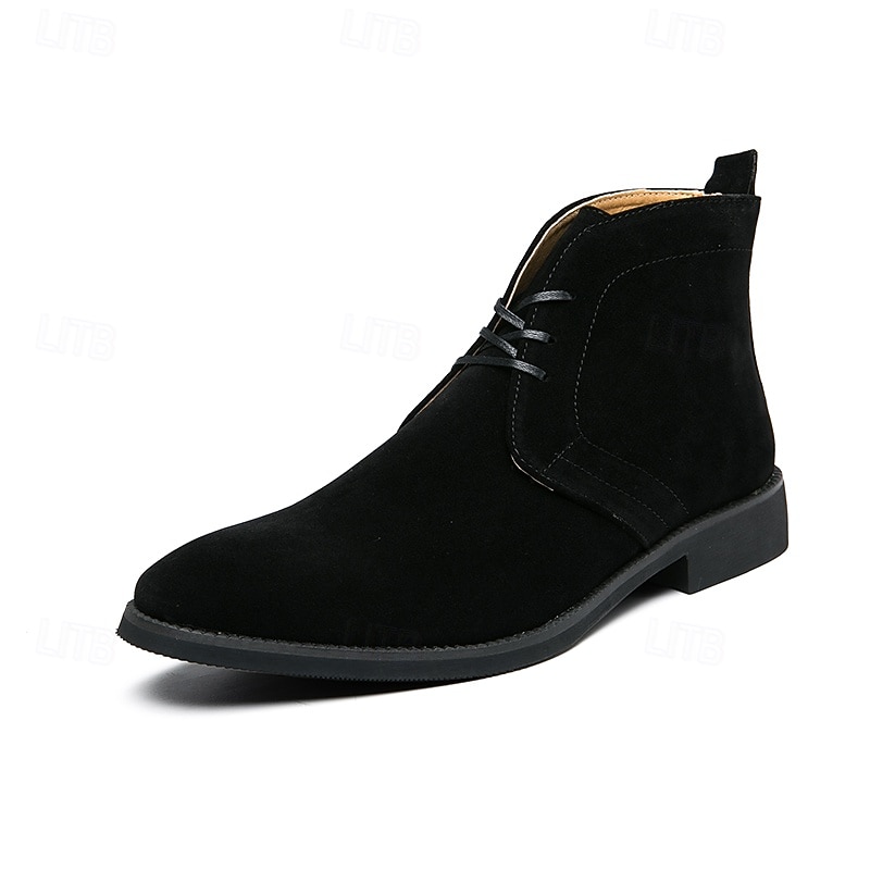 Bottines chukka en similicuir marron pour homme avec fermeture à lacets, bottines décontractées pour un usage quotidien, professionnel et semi-formel de 2025 ? $46.99 –P3