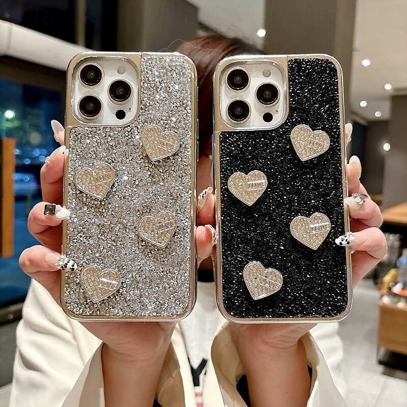 telefono Custodia Per iPhone 16 15 14 Pro Max Plus 16e 13 Pro Max Copertura Posteriore Glitter scintillanti Resistente agli urti Cuore PC del 2025 a $11.99 –P10