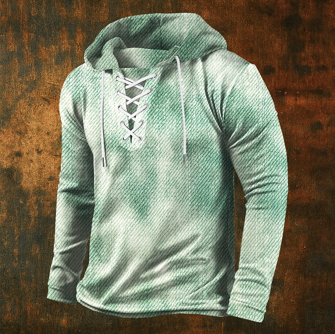 Herren Geometrisch Kapuzensweatshirt Pullover Stilvoll Vintage-Retro Langarm Mit Kapuze Streetwear Blau Weiß Grün Kordelzug Herbst Winter Designer S M L XL XXL XXXL 2026 - $28.99 –P4