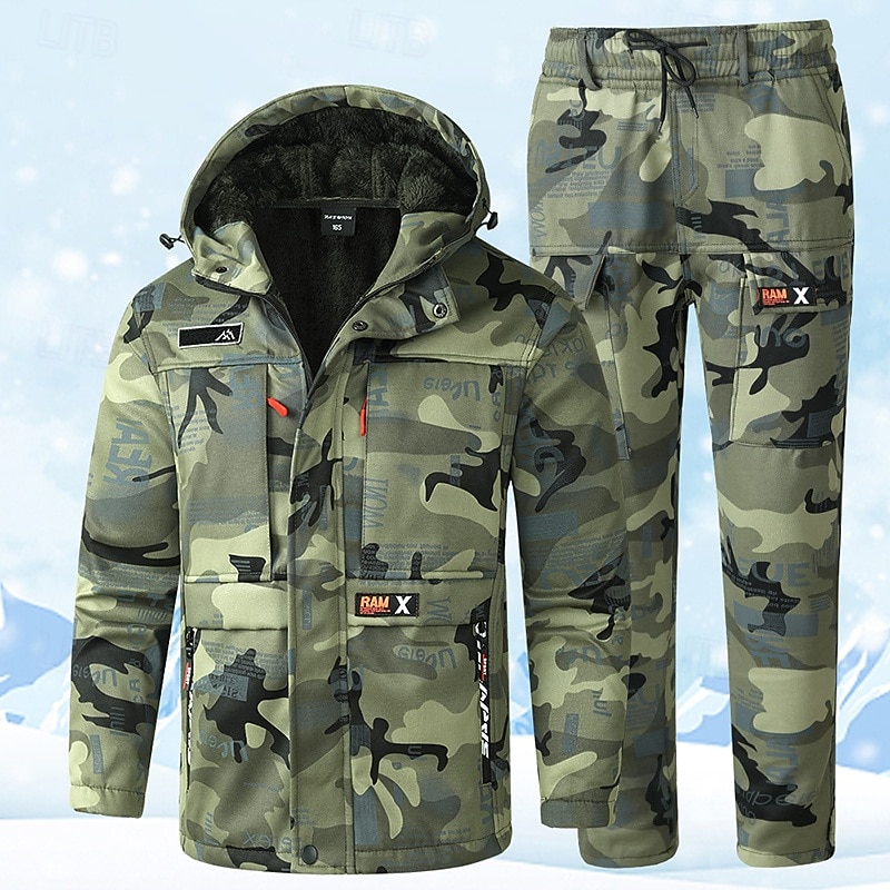 Herren Daunenjacke Wanderset Fleece-Set Winter Draussen Wasserdicht Winddicht Oberteil Schwarz Grün 2025 - $62.99 –P5