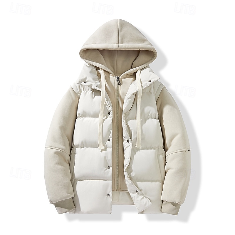 Herr Vinterkappa Pufferjacka Vadderad jacka Ficka Polyester Semester Dagliga kläder Datum Normal Mode Ledigt Bekväm Håller värmen Vinter Enfärgad / vanlig färg Svart Vit Ljusgrön Röd Pufferjacka 2025 - $60.99 –P2
