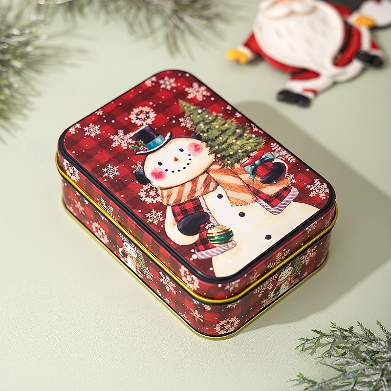 Kerstkoekjesblikken met deksels om cadeau te geven, kerstblikken, mini metalen doos met deksel, vakantie snoep, koekjesopslag, geschenkverpakking, feestelijke feestgunst, lege container 2025 - $5.99 –P11