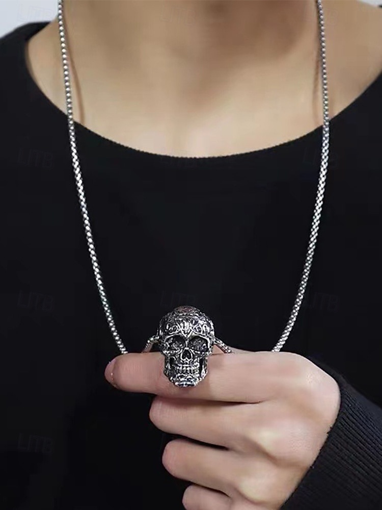 Gothic Totenkopf Halskette | Skelett-Design Edelstahl | Punk Style Für Männer & Frauen