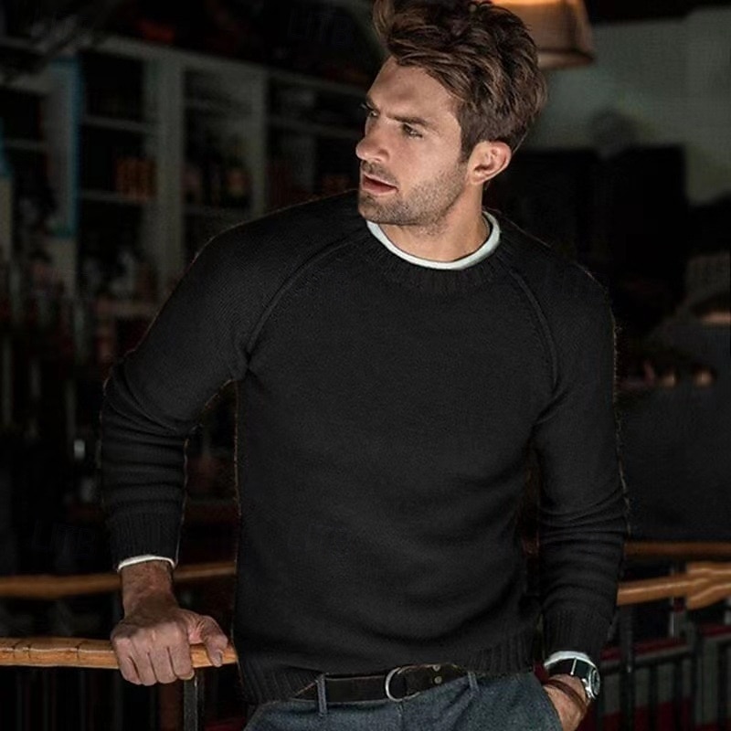 Hombre Pulóveres Suéter de punto Estriado Tejer Tops regulares De Punto Ajustado Plano Cuello Barco Prendas de punto Moderno Casual Ropa Cotidiana Ropa Otoño Color Camello S M L 2026 - $34.99 –P3