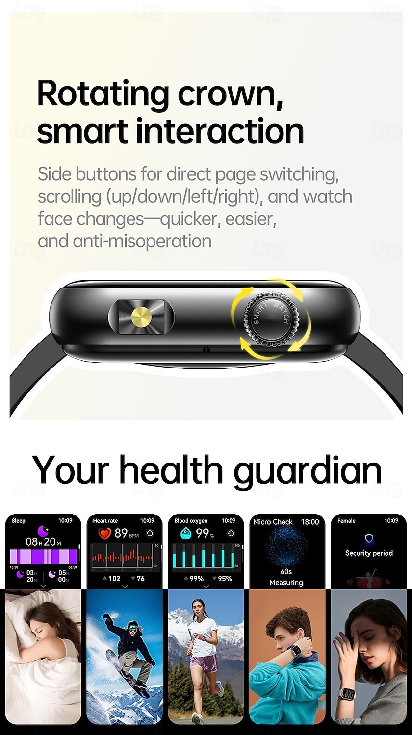 iMosi TK50 Relógio inteligente 1.72 polegada Relógio inteligente Bluetooth Monitoramento de temperatura Podômetro Aviso de Chamada Compatível com Android iOS Feminino Masculino Chamadas com Mão Livre de 2025 por $48.99 –P5