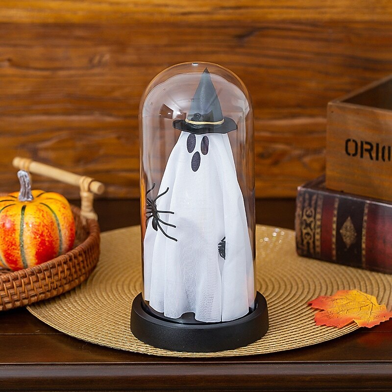 2025年 1個 21.5cm ハロウィン 光る魔法使いの帽子 ゴースト スパイダー 透明カバー 小型ナイトライト 屋内・屋外パーティー レストラン お祝いの雰囲気 装飾ライト 単三電池ボックス  コレクション – $9.99 –P5