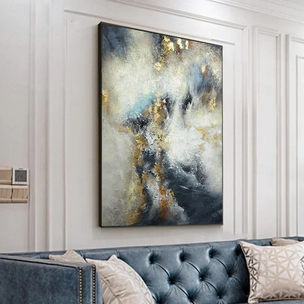 Peinture à l'huile sur toile décorative en feuille d'or, tableau abstrait moderne, tableau mural pour salon, affiches et impressions de 2025 ? $38.99 –P3