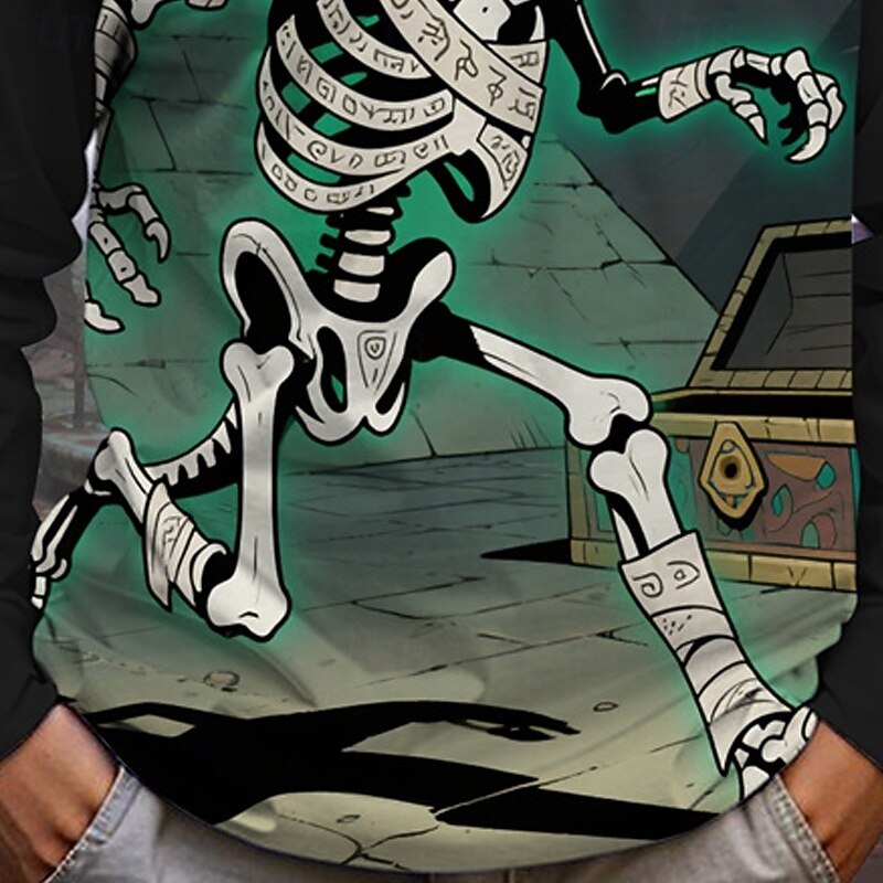 Halloween Pojkar 3D Tecknat Dödskalle Spöke T-shirt Långärmad Vår Höst Mode Grundläggande Barn 4-12 år Rund hals Utomhus Ledigt Dagligen Normal 2025 - $13.99 –P7