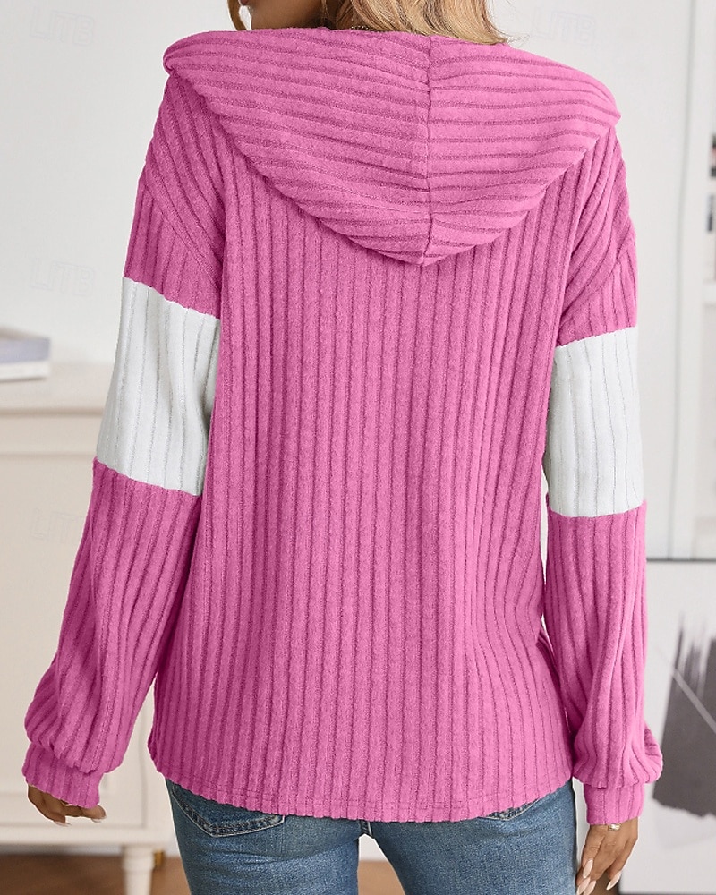 Damen Kapuzenjacke Bequem Patchwork Reißverschluss Lässig Farbblock Ausgehen Wochenende Reisverschluss Regulär Mit Kapuze Normale Passform Langarm Oberbekleidung Schwarz Hellgrün Rosenrot Herbst 2025 - $26.99 –P20