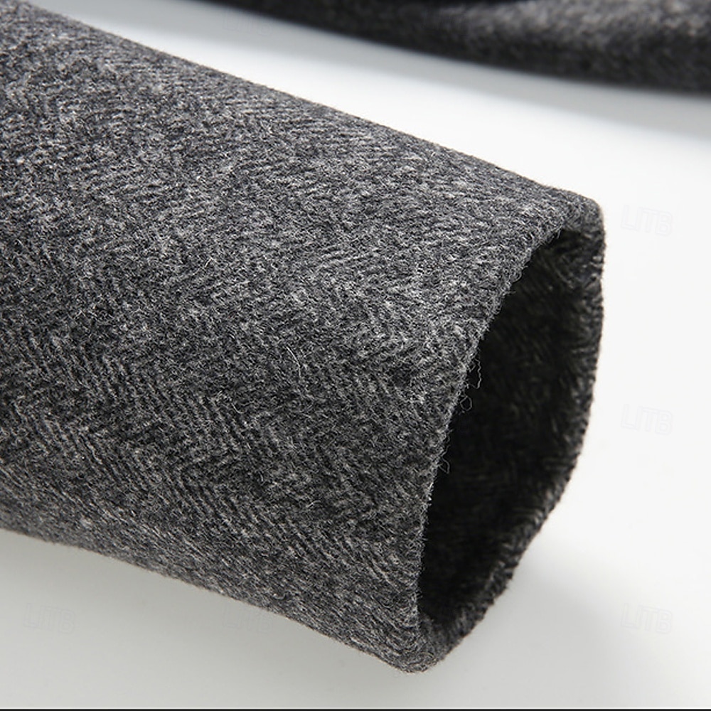 herr ullblandad kavaj jacka skola formell semester elegant klassisk vår höst ull polyester enfärgad fiskbensmönster termisk varm enkelknäppt tvåknapps kavaj kaffe grå 2025 - $88.99 –P9