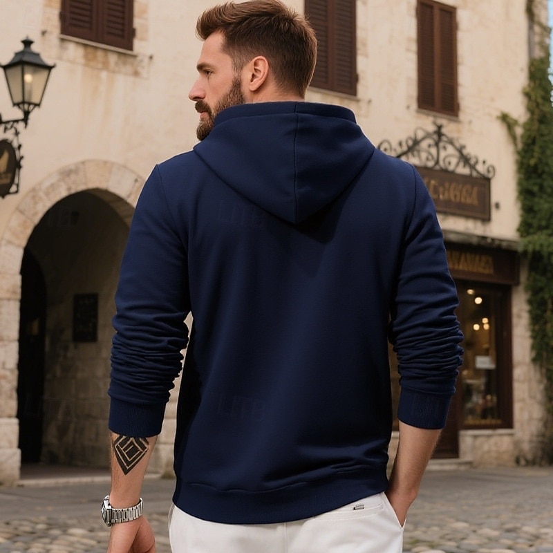 Homens Moletom Moletom com capuz Moletom de lã Adamascado Preto Branco Vinho Azul Marinha Com Capuz Tecido Patchwork Desportos e Ar livre Casual Diário Roupa de rua Legal Roupa de Esporte Inverno de 2025 por $23.99 –P7