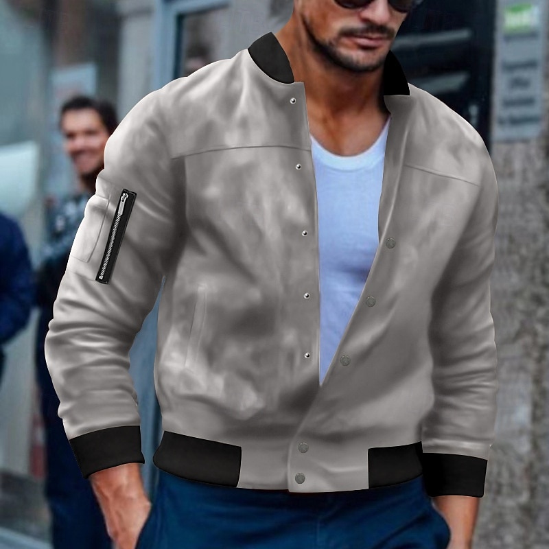 Per uomo Giubbotto bomber Giacca Casual Giacca in camoscio Vacanza Quotidiano Caldo Tasca Autunno Inverno Semplice Moda Classico Collo alla coreana Regolare Nero Rosso Blu marino Marrone Verde Giacca del 2025 a $36.99 –P15
