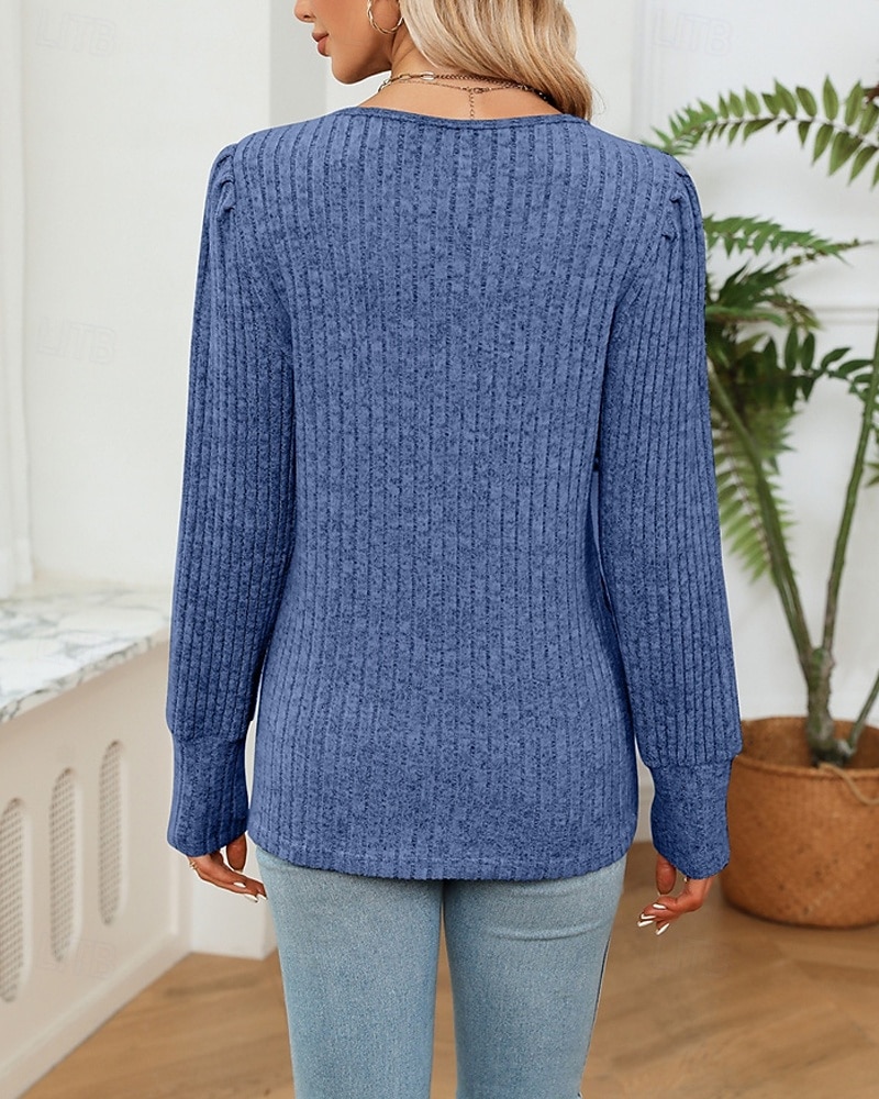 Naisten Neulos Pusero Päivittäin Tyylikäs Vapaa-aika Väripalikka Joustin V kaula-aukko Kudottu Pitsinauhat Pitkähihainen Tavalliset topit Neuloa Päivittäin Pyhäpäivä Bile Viininpunainen Musta Syksy 2026 - $27.99 –P13