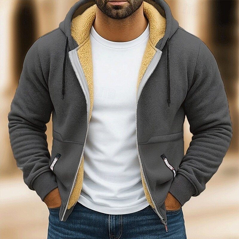Hombre Sudadera Sudadera con capucha y cremallera completa Sudadera con capucha de lana Sudadera con capucha forrada de polar Rojo tinto Negro Blanco Verde Ejército Azul Marino Con Capucha Plano 2025 - $37.99 –P8