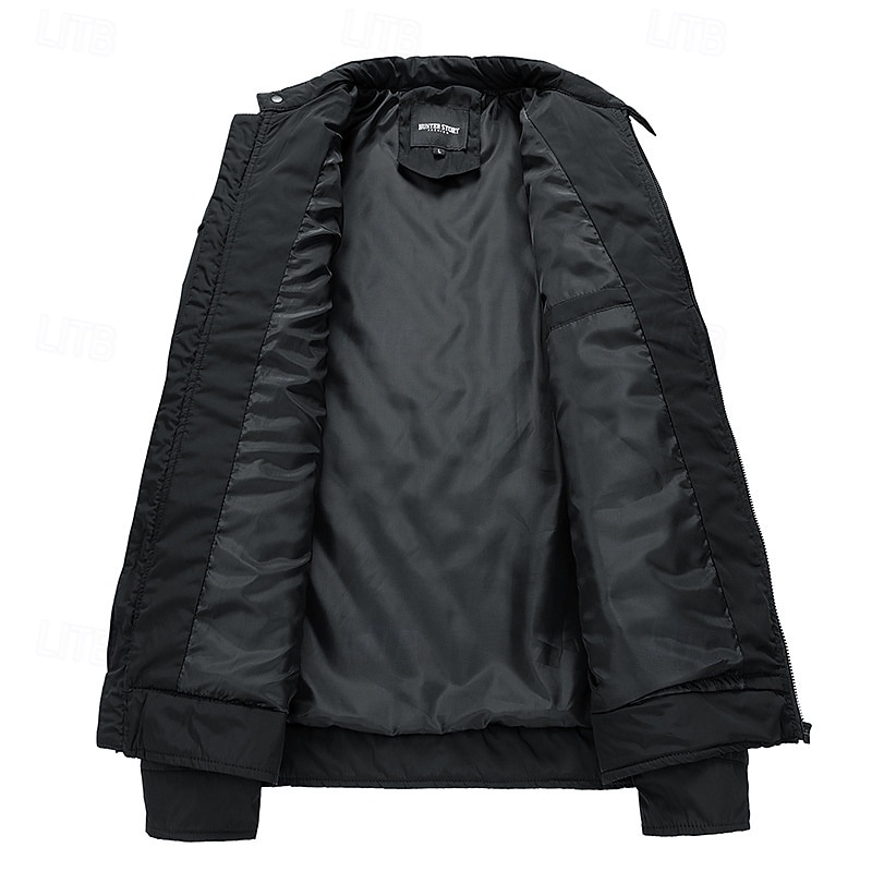 Per uomo Cappotto Invernale Giacca trapuntata Parka Tasca Poliestere Vacanza Abbigliamento quotidiano Data Regolare Moda Casual Confortevole Calore Termico Inverno Colore Solido / Tinta Unita Nero del 2026 a $59.99 –P3
