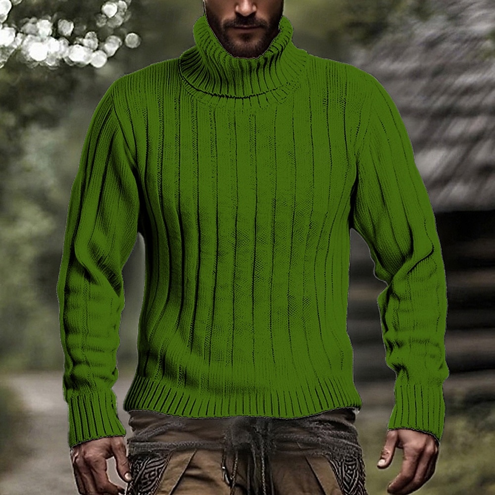 Herren Pullover Strickpullover Gerippt Stricken Normale Oberteile Gestrickt Einfach Rollkragen Mode Basic Urlaub Alltagskleidung Bekleidung Herbst Winter Schwarz Weiß M L XL 2025 - $29.99 –P5