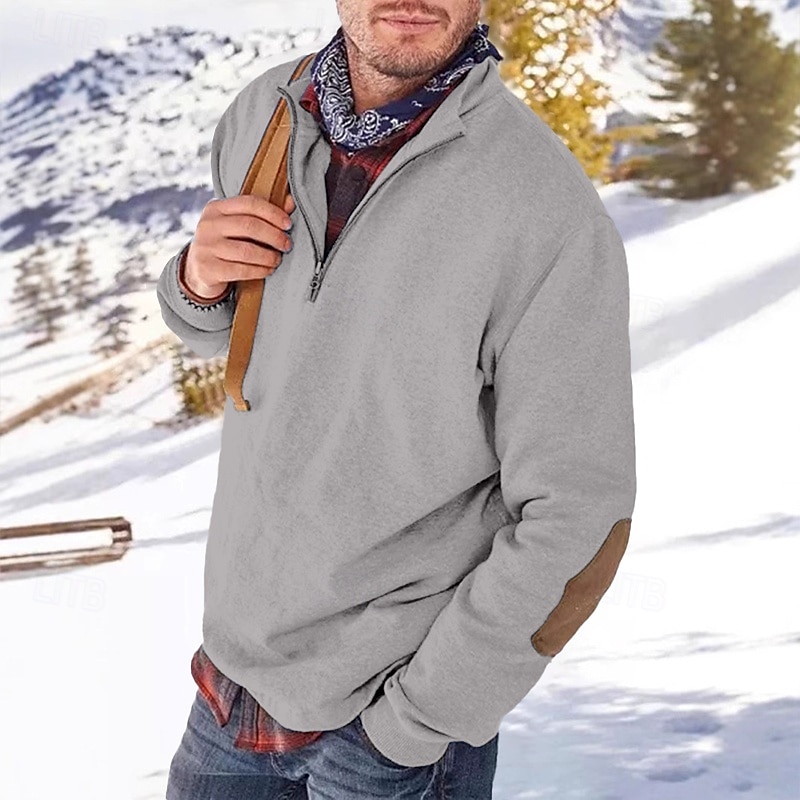 Hombre Sudadera Sudadera Con Capucha Pull-over Sudadera con un cuarto de cremallera Albaricoque Negro Blanco Amarillo Verde Ejército Cuello Mao Plano Retazos Deporte Casual Diario Ropa de calle 2025 - $23.99 –P9