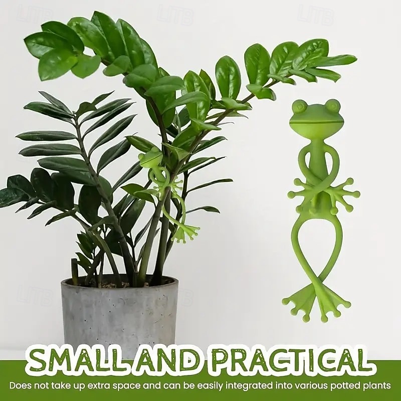 Supporti per piante a forma di rana verde da 2/4 pezzi, supporto robusto per piccole piante in vaso e succulente, grazioso decoro da giardino per balconi e spazi interni, design a risparmio idrico, del 2025 a $8.99 –P9