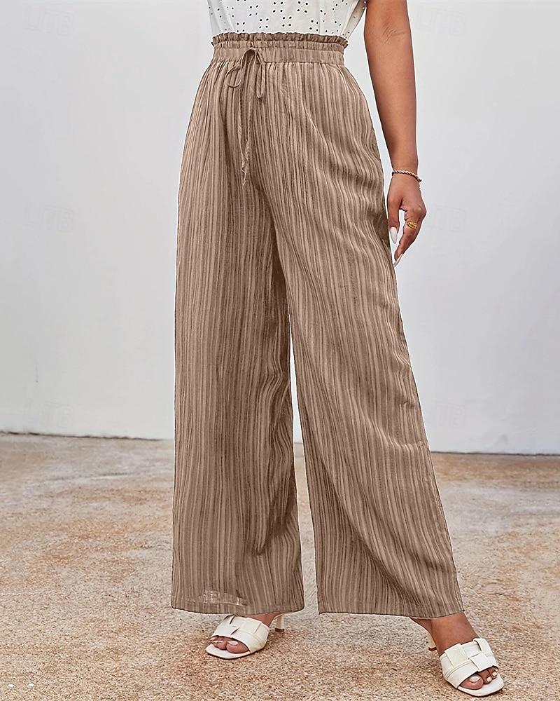 Naisten Leveä reisi Housut Palazzo housut Muoti Katutyyli Täyspitkä Korka vyötärö Tavallinen Joustava vyötärö Jakardi Hengitettävyys Mukava Mikrojoustava Katu Arki-asut Bile Musta Laivaston sininen 2025 - $20.99 –P2