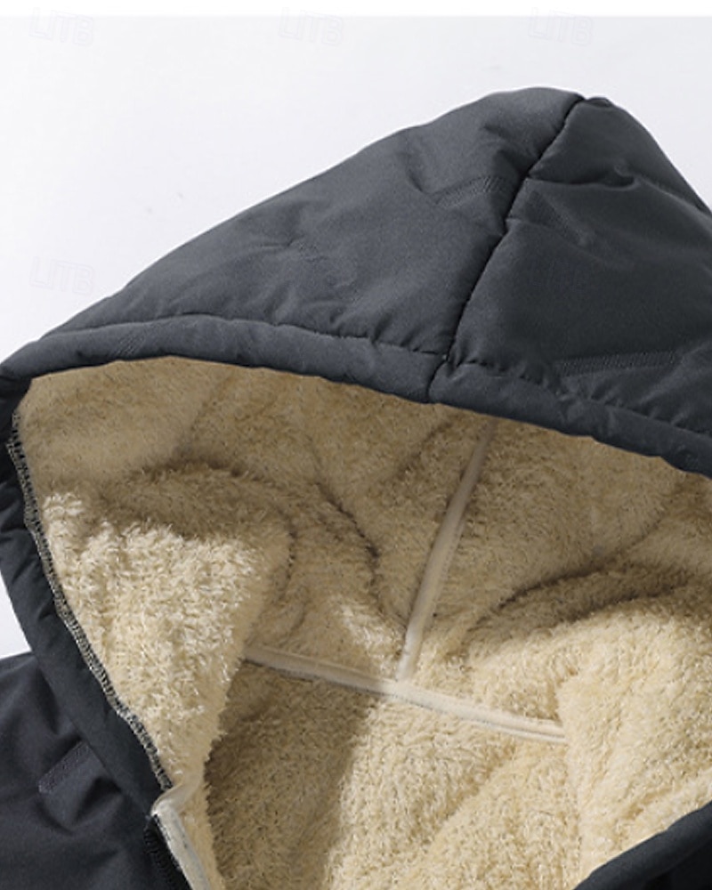 Barn Pojkar Hoodiejacka Pufferjacka Ytterkläder Ensfärgat Långärmad Dragkedja Ficka Täcka Utomhus Dagligen Svart Grå Vinter 4 år + 2025 - $33.99 –P7