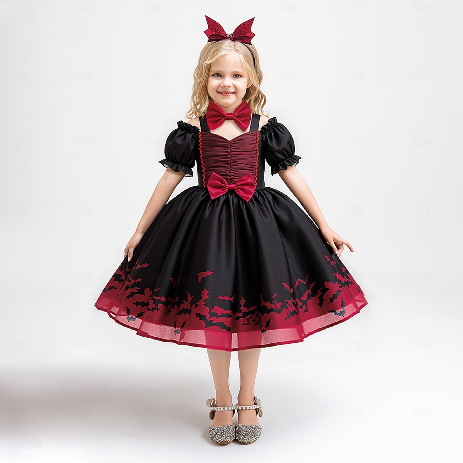 Kids Girls' Party Dress Graphic Short Sleeve Special Occasion Halloween Party Halloween Custome Sweet Polyester Summer Spring Fall kids Black 2026 - $42.99 –P1