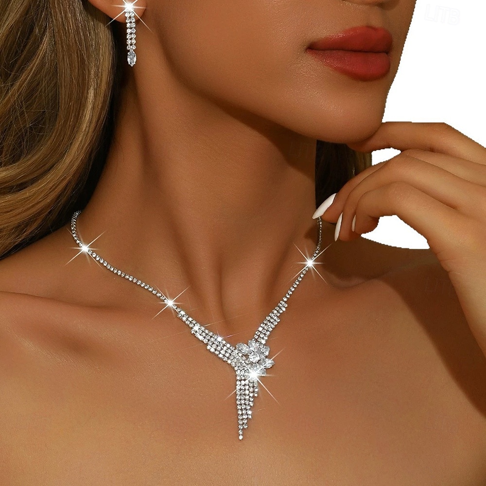 Korusetti 3kpl Tekojalokivi Metalliseos Korvakorut Kaulakorut Naisten Tyylikäs Vintage siro Geometrinen Geometrinen Korusetti Käyttötarkoitus Häät Juhla Häävieras 2026 - $27.99 –P4