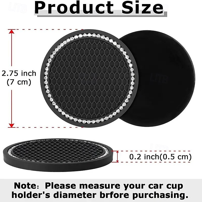 4 универсальных автомобильных коврика под стакан, нескользящие мягкие аксессуары для салона с кристаллами и бриллиантами, автомобильные органайзеры для подставок под напитки, практичное украшение для 2026 - $12.99 –P1