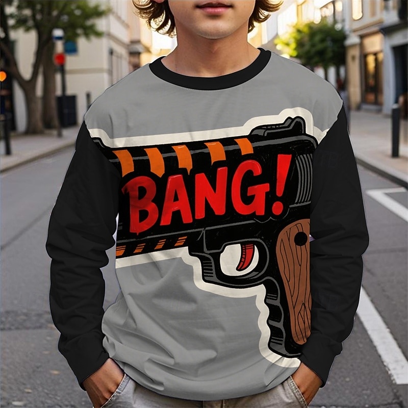 Halloween Pojkar 3D Grafisk T-shirt Långärmad Vår Höst Mode Grundläggande Barn 4-12 år Rund hals Utomhus Ledigt Dagligen Normal 2025 - $13.99 –P1