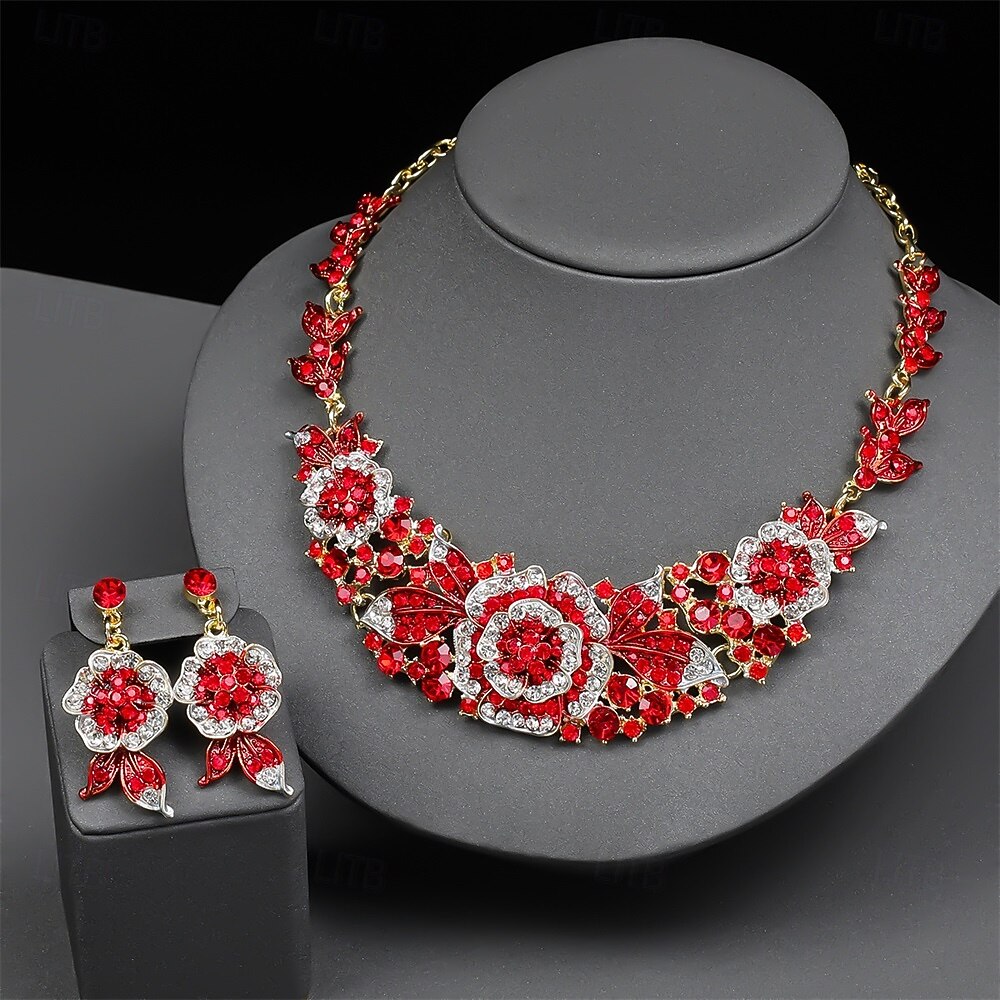 Sady šperků 2 Kubický zirkon Chrome 1 x náhrdelník Náušnice Dámské Elegantní Vinobraní Módní Retro styl Klasika Květinový motiv Sada šperků Pro Svatební Párty Svatební host 2025 - $23.99 –P4
