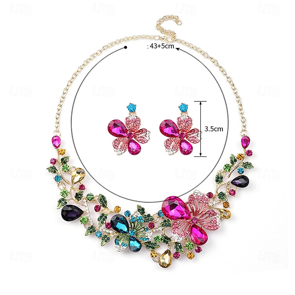 Parure de bijoux 2 Strass Chrome 1 Collier Boucles d'oreilles Femmes Élégant ancien Mode Le style rétro Classique Parure de Bijoux Pour Mariage Soirée robe demoiselle d honneur de 2025 ? $19.99 –P8