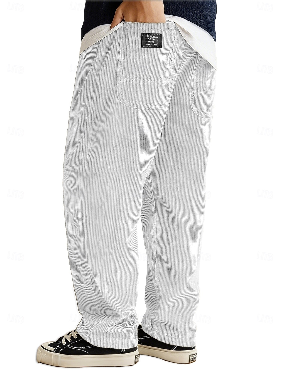 Homens Calças Esportivas Calças de Veludo Calças Calças largas Cintura elástica Perna reta Tecido Pavio Humido Respirável Comprimento total Ao ar livre Casual Diário Moda Roupa de rua Preto Branco de 2026 por $28.99 –P6