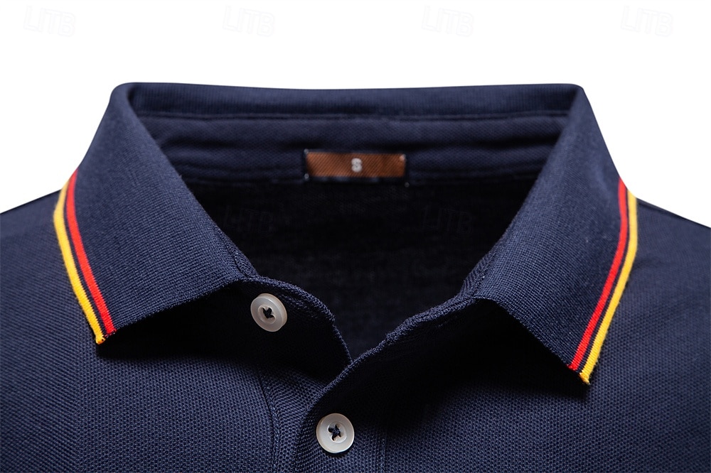 Hombre Polo Trabajo Negocio Cuello Vuelto Manga Larga Ocio Cómodo Plano Bloque de Color Puro Todas las Temporadas Ajuste regular Rojo rubí Negro Blanco Azul Marino Oscuro Gris claro Verde Ejército 2026 - $22.99 –P39