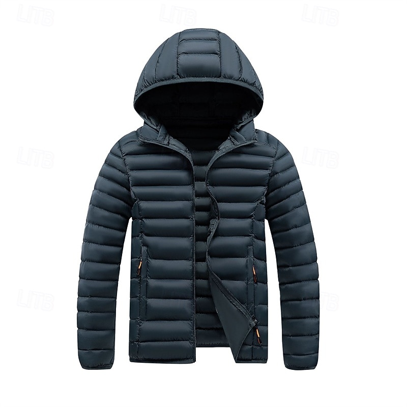 Pánské Zimní kabát Puffer bunda Polstrovaná bunda Kapsy Polyester Dovolená Denní nošení Rande Standardní Módní Na běžné nošení Pohodlné Zahřívací Zima Plná / Jednobarevná Tmavě šedá Černá Bílá Žlutá 2026 - $51.99 –P19