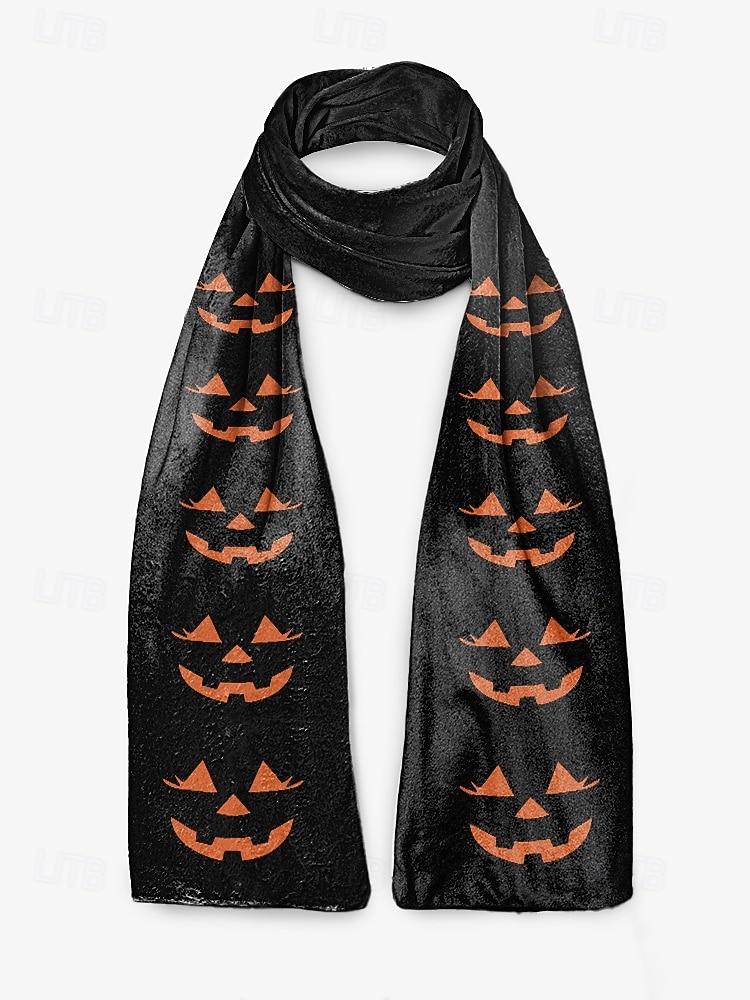 Eșarfă imprimată de Halloween pentru femei – șal lung și confortabil cu modele de fantome, jack-o'-lantern și vrăjitoare, accesoriu moale și ușor de toamnă pentru petreceri costumate, Halloween, festivaluri și purtare zilnică 2025 - $14.99 –P9