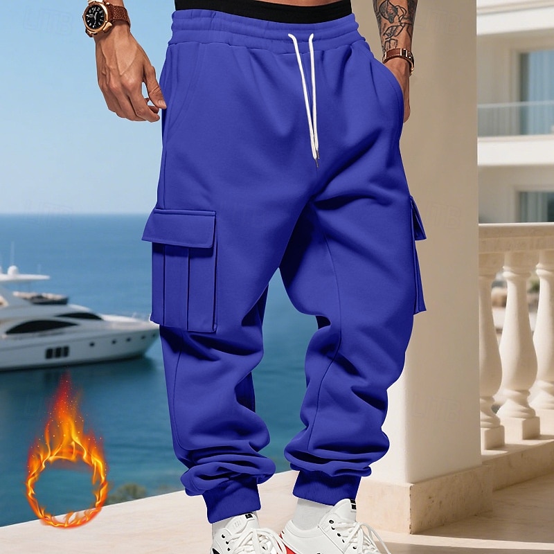 Homens Calças Esportivas Calças de lã Corredor Calças de inverno Calça de moletom cargo Com Cordão Bolsos Cintura elástica Tecido Conforto Quente Esportes Diário Moda Casual Preto Branco de 2025 por $18.99 –P10