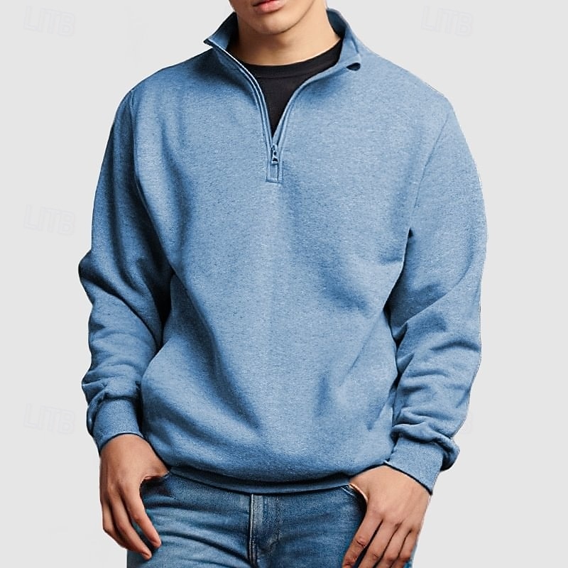 Per uomo Maglione Felpa con cappuccio in pile Felpa con zip corta Felpa con cappuccio foderata in pile Nero Bianco Rosa Blu marino Blu Colletto Mao Semplice Sport & Outdoor Casuale Quotidiano del 2025 a $27.99 –P6