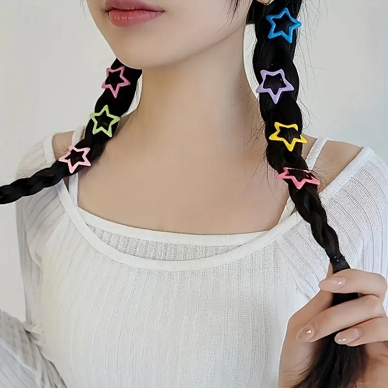 Ensemble de 50/100 pinces à cheveux en alliage en forme d'étoile colorée assortie, style vintage élégant, design creux léger, accessoires pour cheveux à la mode pour un usage quotidien et un style de 2026 ? $13.39 –P2