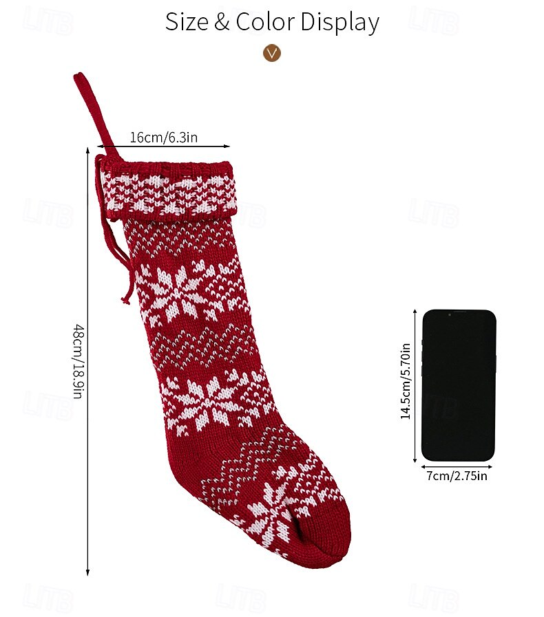 Lot de 2 bas de Noël tricotés, chaussettes de Noël en tricot flocon de neige rouge, décoration de vacances, sacs cadeaux suspendus pour enfants, cheminée &décorations d'arbre de Noël de 2025 ? $15.49 –P2