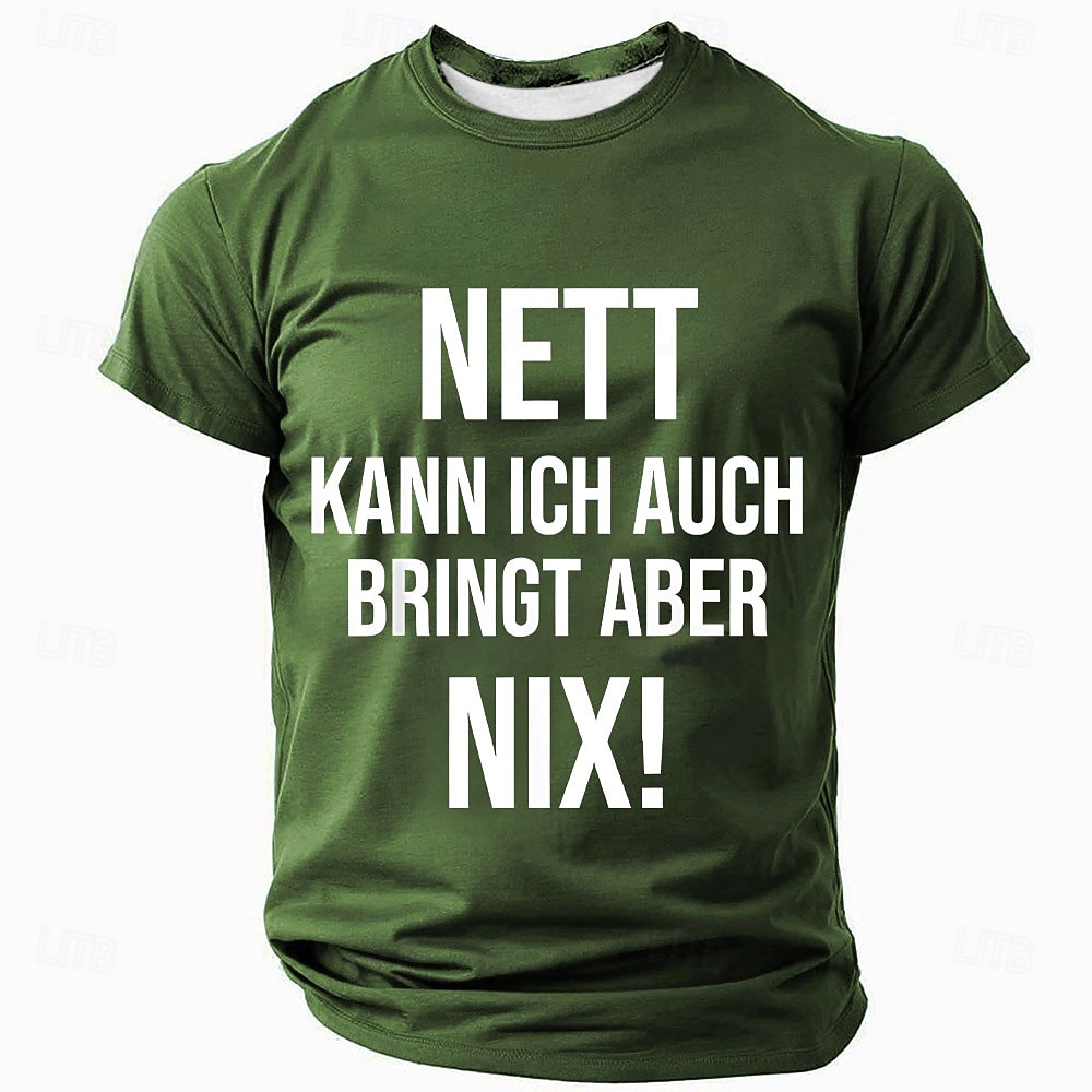 Herren T-Shirt „Nett kann ich auch, bringt aber nix“ mit kurzen Ärmeln, 3D-Druck, Rundhalsausschnitt, modisch, für den Alltag, Straße, Alltag, Schwarz, Rot, Blau, Sommer, Frühling, Kleidung 2025 - $17.99 –P1