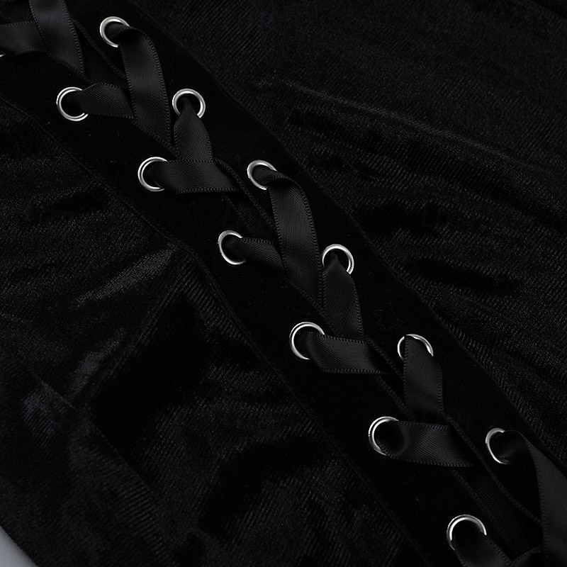 Gótico Maxi Vestidos Sin Mangas Bruja Vampiros Acordonado Terciopelo correa de espagueti Cruz Disfraz Mujer Fantasía Víspera de Todos los Santos Carnaval Rendimiento Fiesta Adultos Vestido 2026 - $35.99 –P8