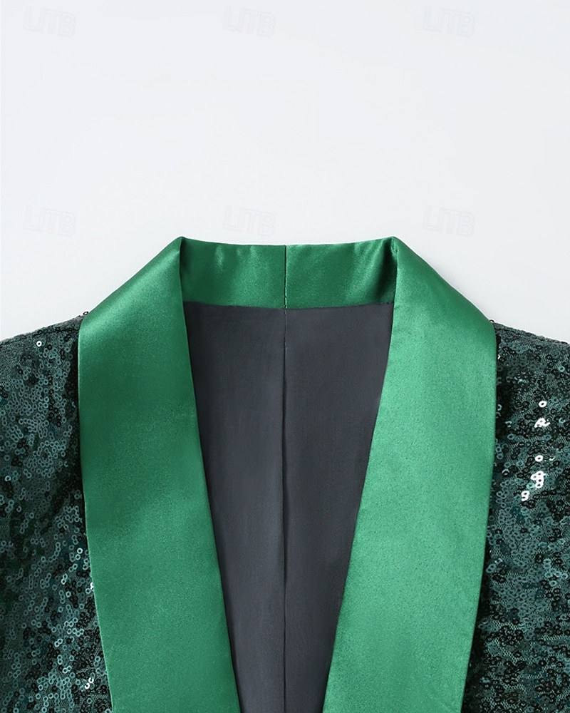 Per uomo Blazer Affari Cocktail party Ricevimento di matrimonio Moda Casual Primavera Autunno Poliestere Semplice Tasca Bottoni Confortevole Monopetto Giacca Verde scuro del 2026 a $60.99 –P4