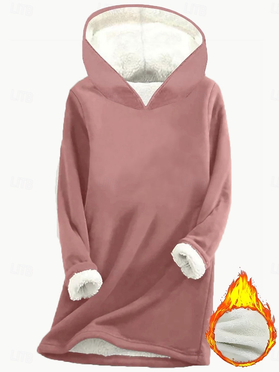 Mulheres Pulôver Moletom Com Capuz Gráfico Tecido Quente Casual Velo Sherpa Manga Longa Com Capuz Tops longos Rua Dia a Dia Casual Imprimir Rosa Escuro Azul Cinzento Outono Inverno de 2025 por $24.99 –P3