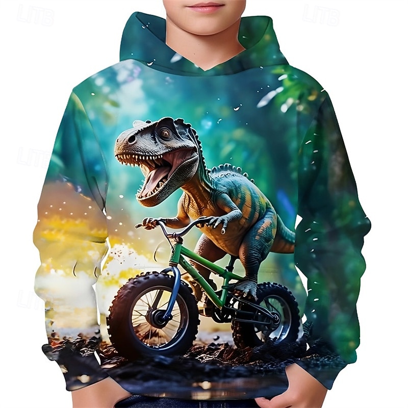 Dla chłopców 3D Dinozaur Bluza z Kapturem Długi rękaw Wiosna Jesień Moda Moda miejska Dzieci 4-12 lat Kaptur Na zewnątrz Codzienny Regularny 2025 - $18.99 –P1