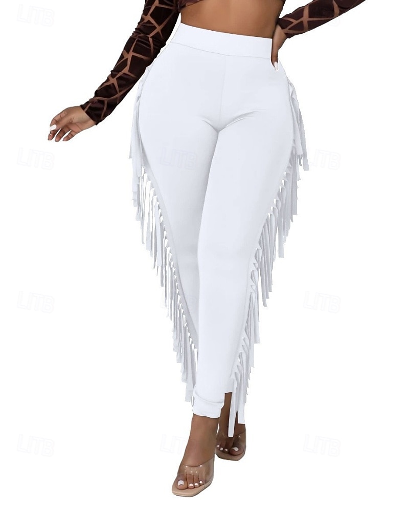 Naisten Housut Sukkahousut Mukavat leggingsit Katutyyli Vapaa-aika Täyspitkä Luonnollinen Tavallinen Tupsu Joustava vyötärö Mukava Pyhäpäivä Arki-asut Viikonloppu purppura Musta Valkoinen Armeijan 2025 - $24.99 –P1