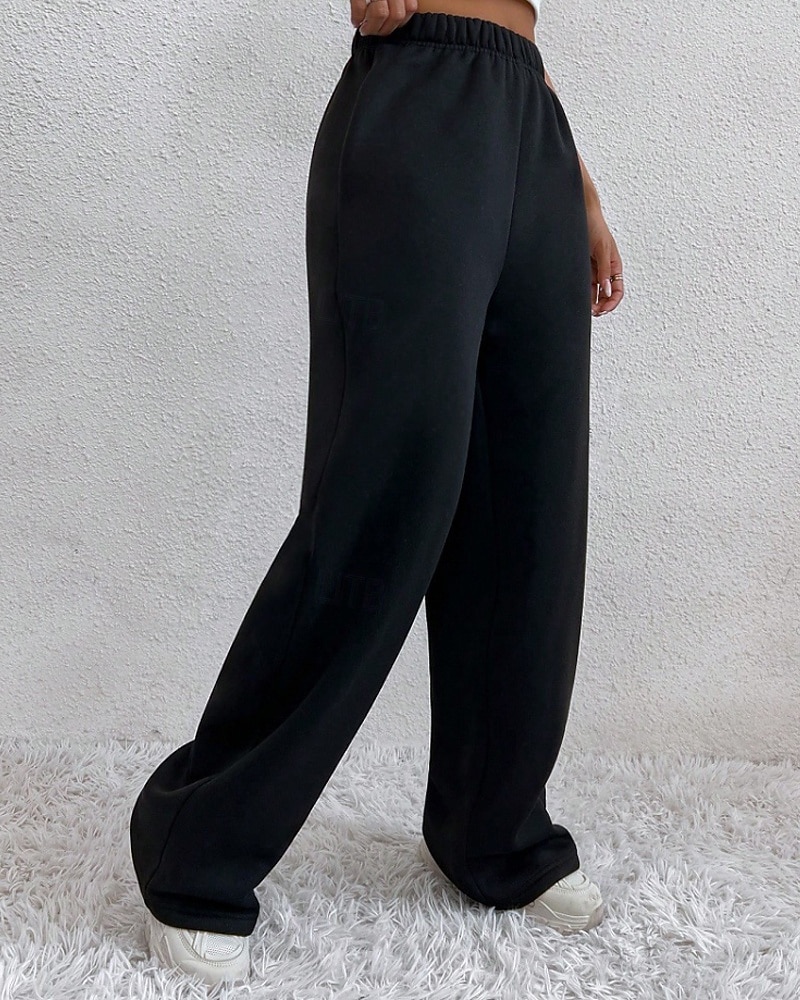 2025年 女性用 ワイドレッグ スラックス ストリートファッション カジュアル 全長 ナチュラルウエスト 平織り ポケット 弾性ウエスト 快適 バケーション 日常 お出かけ グレー ブラック 冬 レギュラー  コレクション – $20.99 –P3