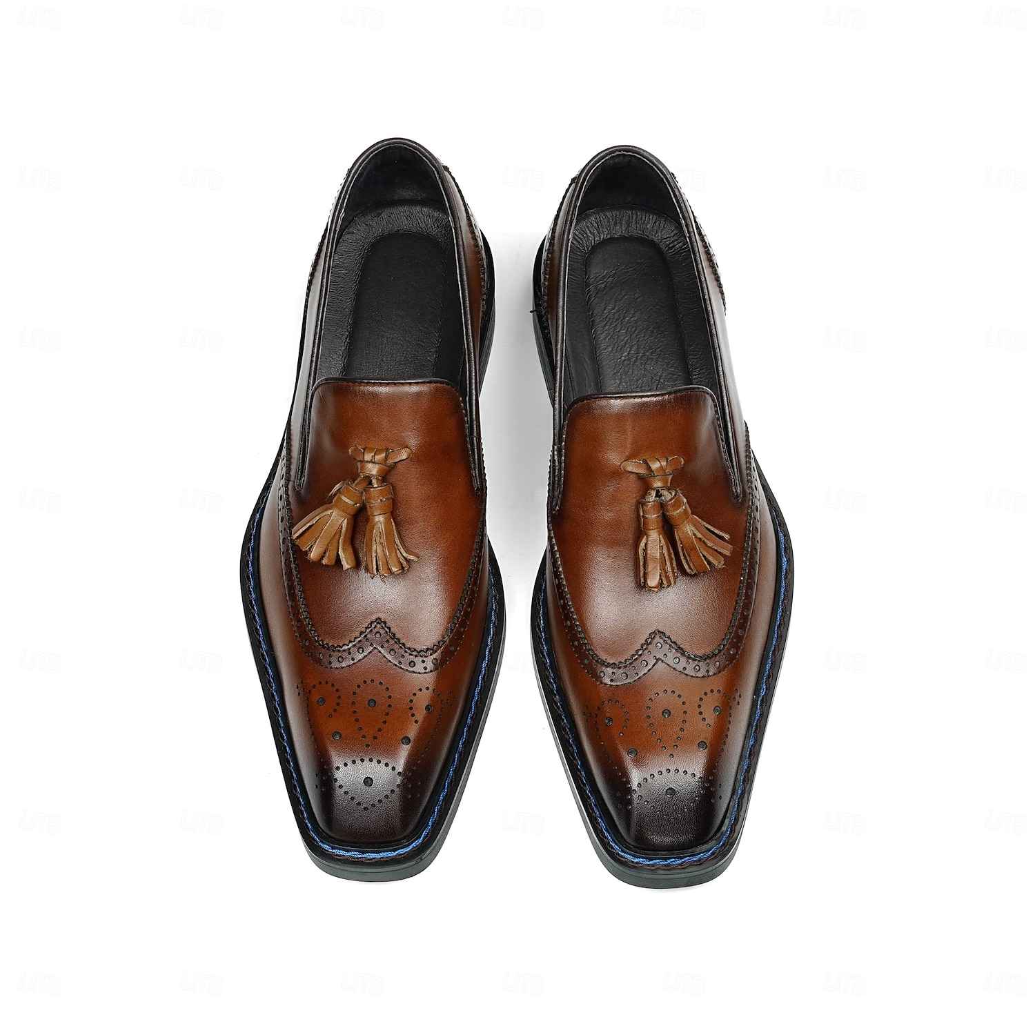 Heren leren loafers met kwastjes - klassieke brogueschoenen van echt koeienhuid met geperforeerde details, instapschoenen voor zakelijk gebruik, op kantoor, op bruiloften en bij elegante gelegenheden 2026 - $119.99 –P6