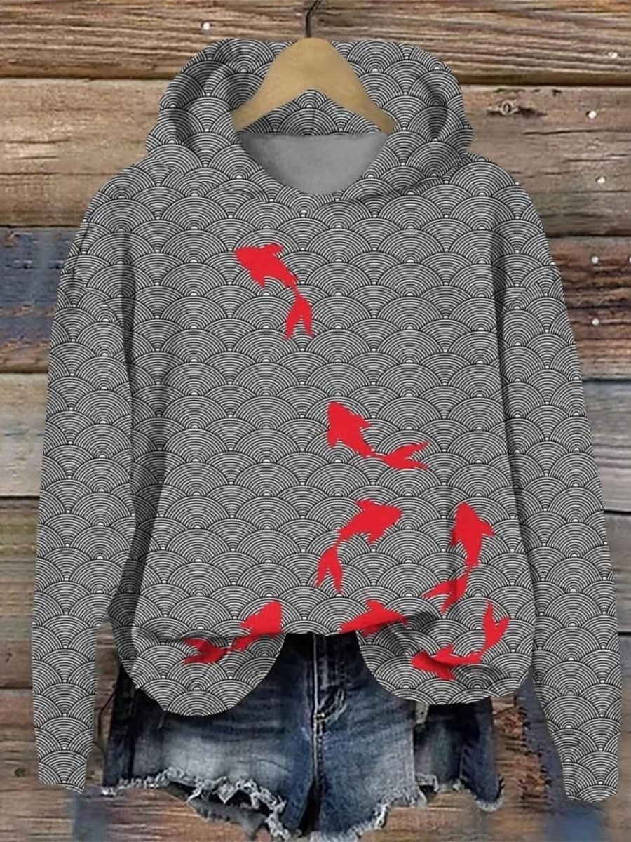 Femmes Sweat à capuche Avec Poches Imprimé Graphique Animal Streetwear Occasionnel manche longue À capuche Hauts Réguliers Rue Fête bleu marine Gris Automne Hiver de 2026 ? $12.49 –P1